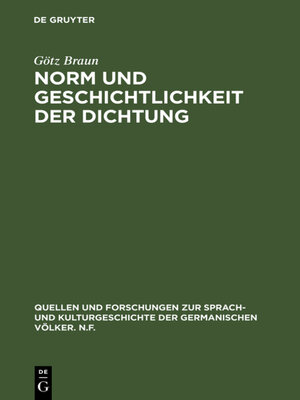 cover image of Norm und Geschichtlichkeit der Dichtung